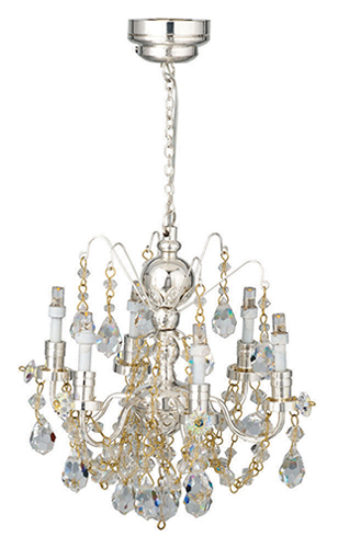 LED Silver 6-Arm Crystal Chandelier